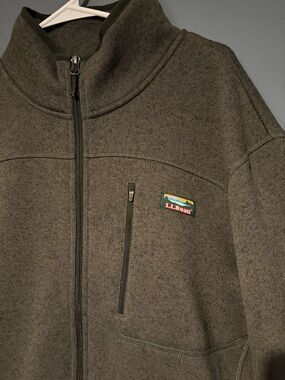 L.L. Bean XXL Full Zip Up Jacket Dark Green Fleece